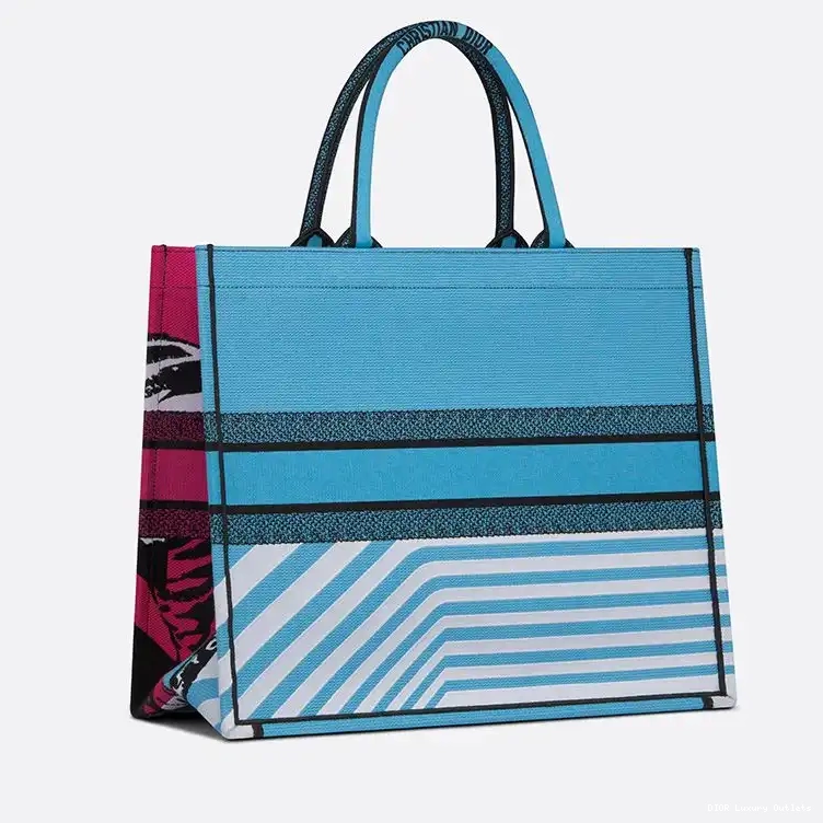 Cheap Canvas Blue D-Jungle Tote Pop Dior Motif Rose Book 0424 Luxury